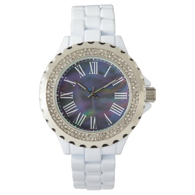Funky abstract smokey purples water color watch (Front)
