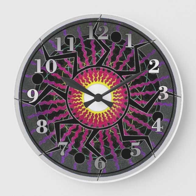 Funky Abstract Sun Rays Wall Clock (Front)