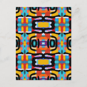 Funky Abstract Unique Colours Hand Painted Look Postcard