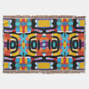 Funky Abstract Unique Colours Hand Painted Look Throw Blanket