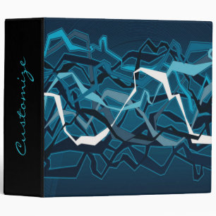 Funky Abstract Waves Blue Binder