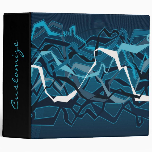 Funky Abstract Waves Blue Binder (Front/Spine)
