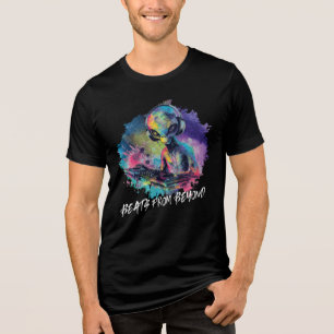 Funky Alien DJ - Colourful Space Music - White Tex Tri-Blend Shirt