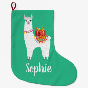 Funky Alpaca Christmas cute llama Large Christmas Stocking