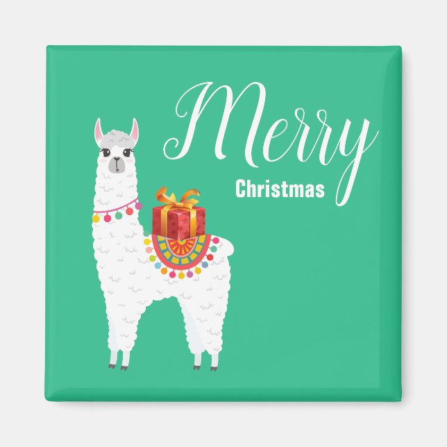 Funky Alpaca Christmas cute llama Magnet (Front)