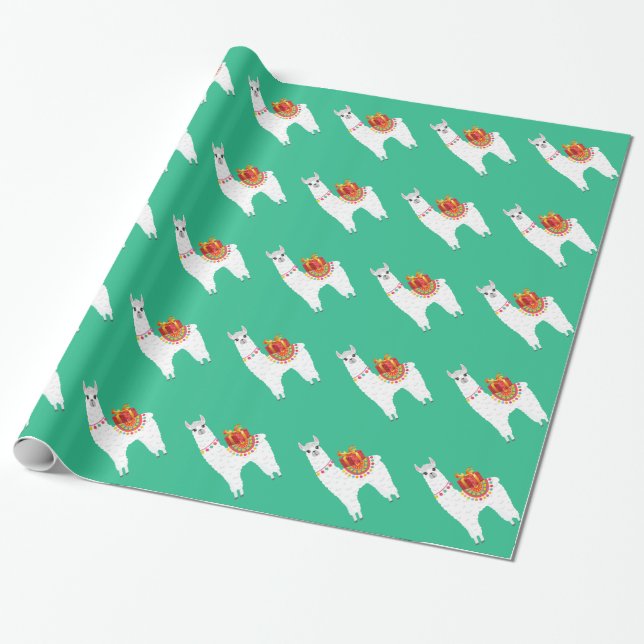 Funky Alpaca Christmas cute llama Wrapping Paper (Unrolled)