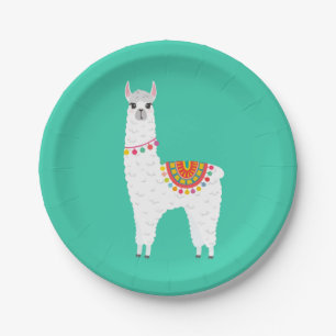Funky Alpaca llama drama cute animal Paper Plate