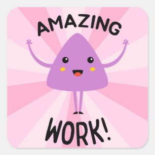 Funky Amazing Work Teacher Student Reward Square Sticker