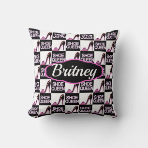 FUNKY AND CHIC PERSONALIZED SHOE QUEEN THROW PILLOW