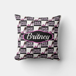 FUNKY AND CHIC PERSONALIZED SHOE QUEEN THROW PILLOW
