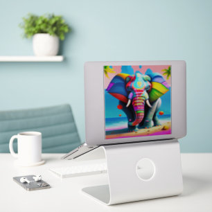 Funky and Playful Rainbow Elephant Print 