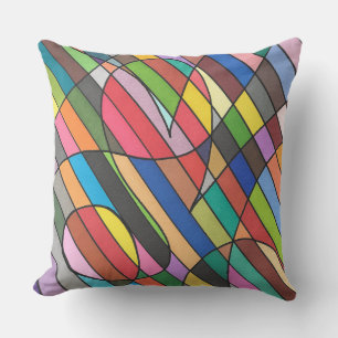 Funky and wild colourful stripe design throw pillow