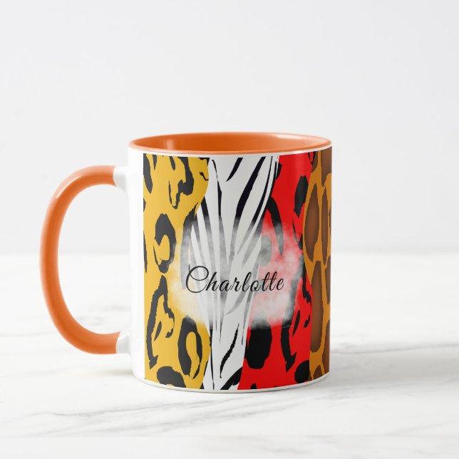 Funky Animal Skin Colourful Pattern Personalized Mug (Left)