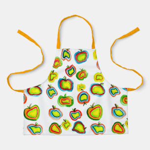 Funky apple watercolor fruit design apron