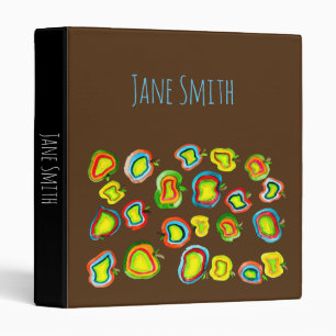 Funky apple watercolor fruit design binder