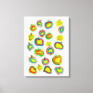 Funky apple watercolor fruit design canvas print