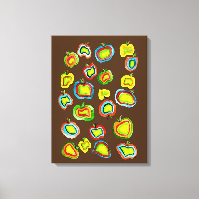 Funky apple watercolor fruit design canvas print (Front)