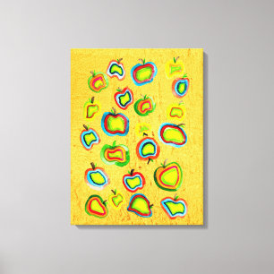 Funky apple watercolor fruit design canvas print