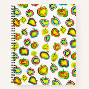 Funky apple watercolor fruit design notebook