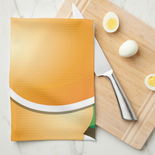 Funky apricot kitchen towel (Quarter Fold)
