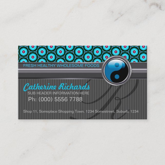 Funky Aqua Silver design Style Cafe Business Cards (Front)