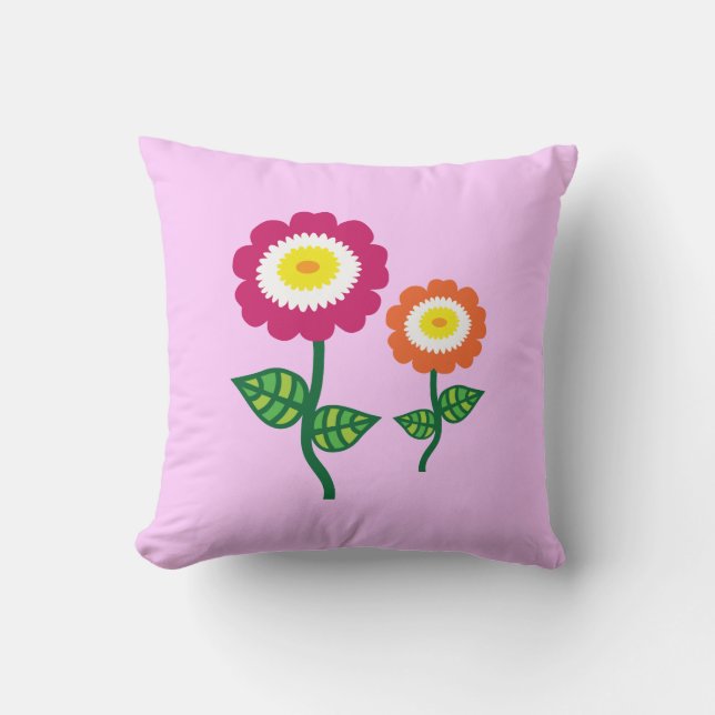 Funky Art Flowers Throw Pillow (Front)