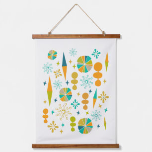 Funky Atomic Age Shapes Starburst Midcentury Hanging Tapestry
