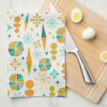 Funky Atomic Era Shapes Starburst Midcentury Kitchen Towel<br><div class="desc">Put some zing into your kitchen decor with this funky atomic age mid century kitchen towel! This design features retro mcm shapes in orange,  turquoise,  avocado green,  blue,  and tan,  on a light cream background.</div>