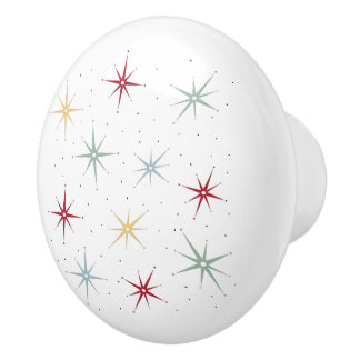 Funky Atomic Starbursts 1950s Mid Century Ceramic Knob