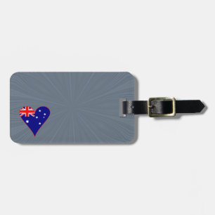 Funky Australia Heart Flag Red Border Grey Backgro Luggage Tag