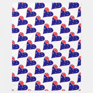 Funky Australia Heart Flag Red Border Tiled Fleece Blanket