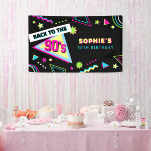Funky Back To The 90s Retro 30th Birthday Party Banner