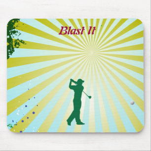 Funky background with golfer hitting ball mouse pad