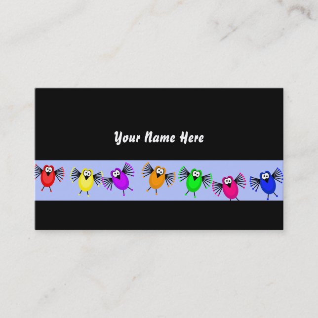 Funky Bird Banner, Your Name Here Business Card (Front)
