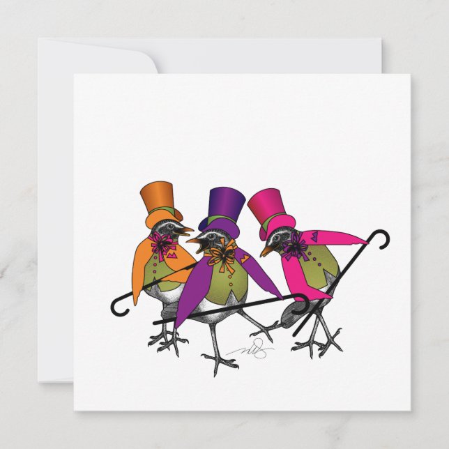 Funky Bird Boogie Party Invitation (Front)