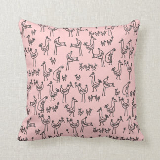 Funky Birds of a Feather Flock Together Pattern Throw Pillow