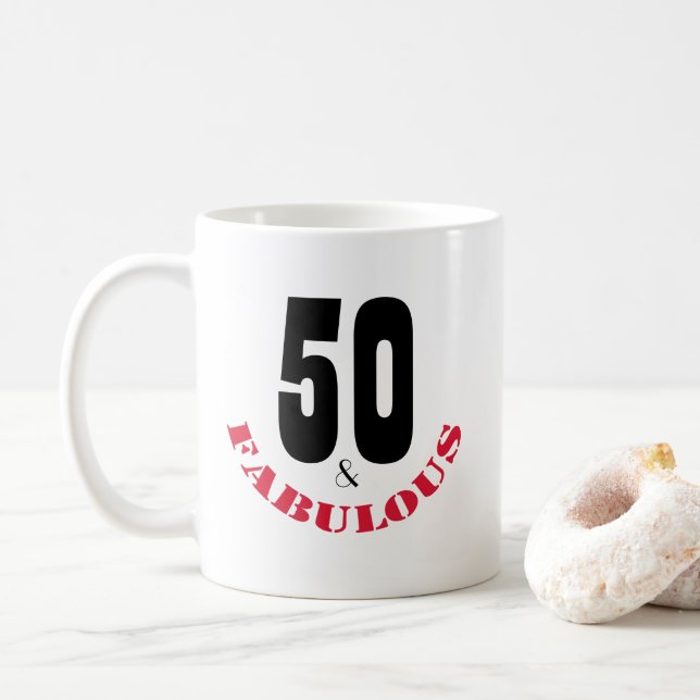 Funky Birthday Gift for the 50 Year Old Coffee Mug (With Donut)