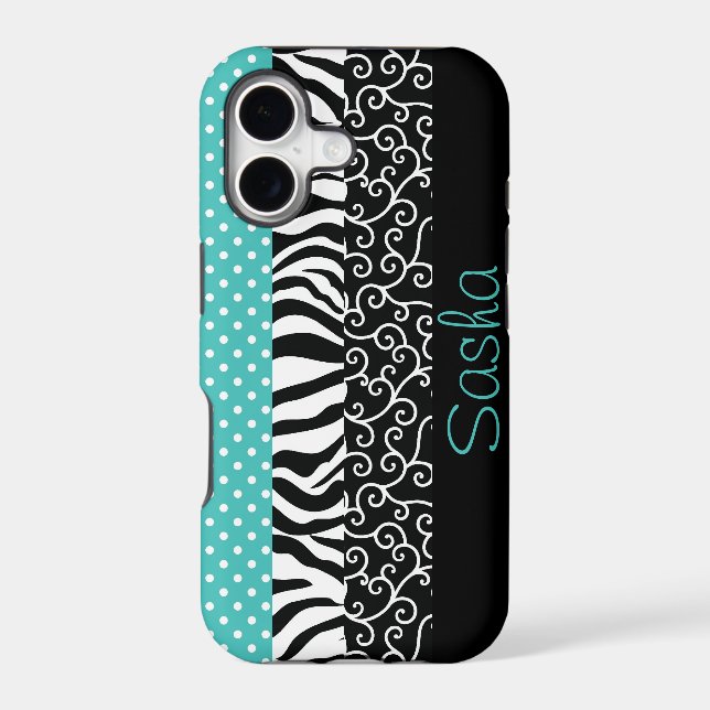 Funky Black and Blue Patterns Personalized (Back)