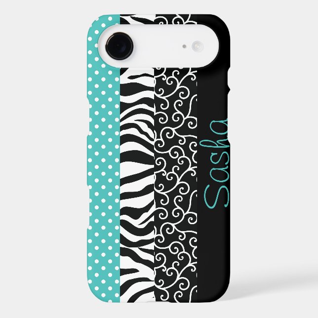 Funky Black and Blue Patterns Personalized Case-Mate iPhone Case (Back)