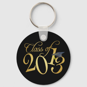 Funky Black and Gold Class of 2013 Keychain