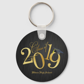 Funky Black and Gold Class of 2019 Graduations Keychain