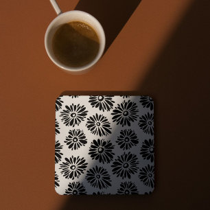 Funky Black and white floral Coaster
