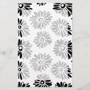Funky Black and white floral Stationery