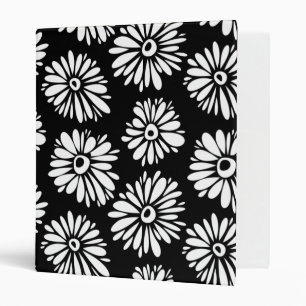 Funky Black and white flowers Binder