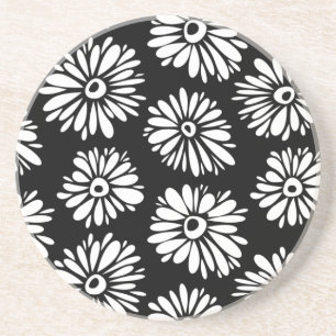 Funky Black and white flowers Coaster