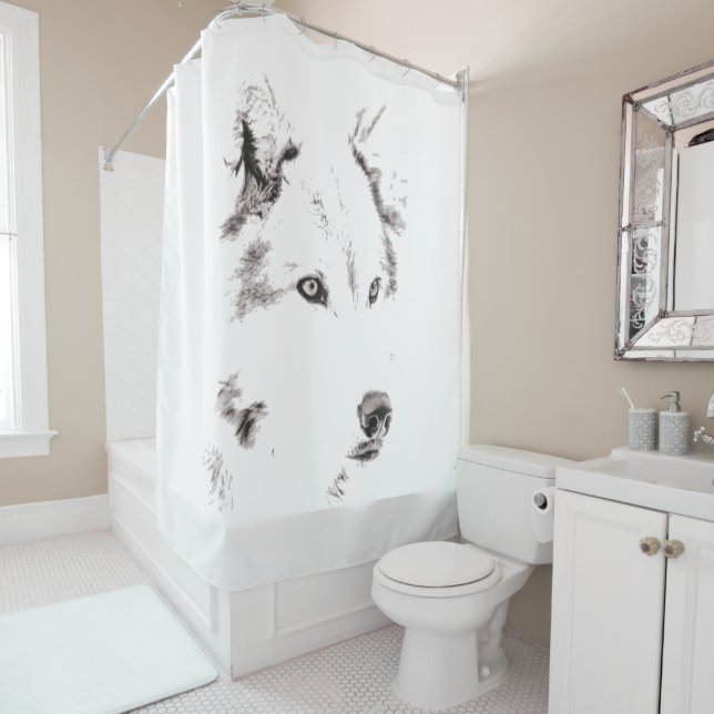 Funky Black And White Wolf Face Head Sketch (In Situ)