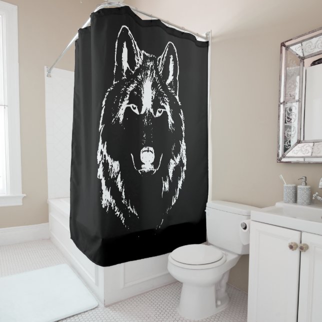 Funky Black And White Wolf Face Head Sketch (In Situ)