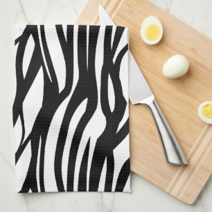 Funky Black and White Zebra Print Kitchen Towel