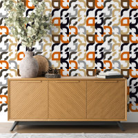 Funky Black Brown Beige Orange Retro Art Pattern