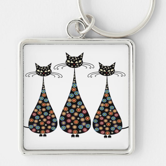 Funky Black Cat Keychain (Front)